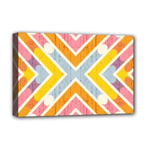 Line Pattern Cross Print Repeat Deluxe Canvas 18  X 12  (stretched)