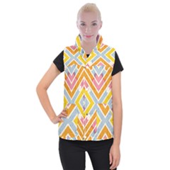Line Pattern Cross Print Repeat Women s Button Up Vest by Dutashop