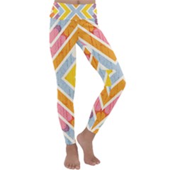 Line Pattern Cross Print Repeat Kids  Lightweight Velour Classic Yoga Leggings