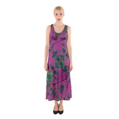 Modern Floral Collage Print Pattern Sleeveless Maxi Dress by dflcprintsclothing