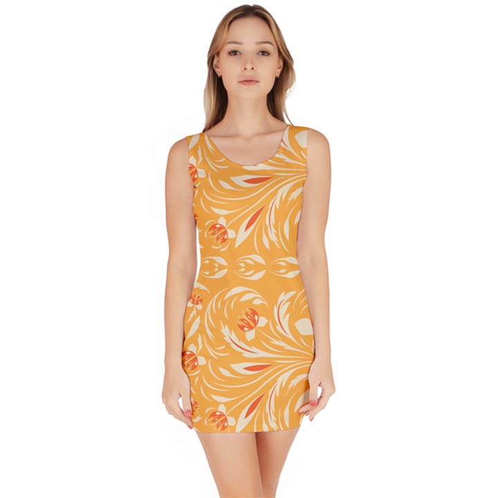 Orange pattern Bodycon Dress
