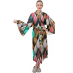 Abstract Triangle Tree Maxi Velour Kimono