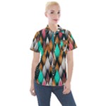 Abstract Triangle Tree Women s Short Sleeve Pocket Shirt