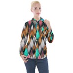 Abstract Triangle Tree Women s Long Sleeve Pocket Shirt