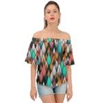 Abstract Triangle Tree Off Shoulder Short Sleeve Top