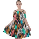 Abstract Triangle Tree Cut Out Shoulders Chiffon Dress