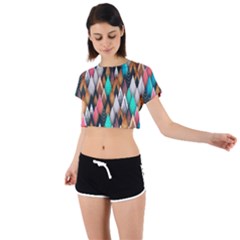 Abstract Triangle Tree Tie Back Short Sleeve Crop Tee by Dutashop