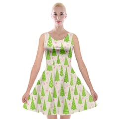 Christmas Green Tree Velvet Skater Dress