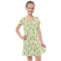 Christmas Green Tree Kids  Cross Web Dress