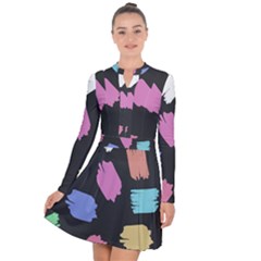 Many Colors Pattern Seamless Long Sleeve Panel Dress