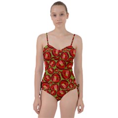 Abstract Rose Garden Red Sweetheart Tankini Set