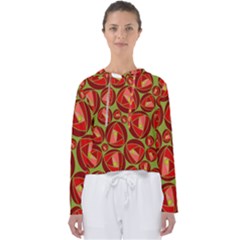 Abstract Rose Garden Red Women s Slouchy Sweat