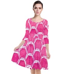 Hexagon Windows Quarter Sleeve Waist Band Dress by essentialimage365
