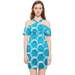 Hexagon Windows Shoulder Frill Bodycon Summer Dress by essentialimage365