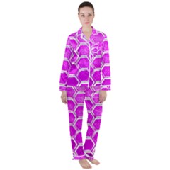 Hexagon Windows Satin Long Sleeve Pajamas Set by essentialimage365