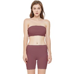 Brandy Brown Stretch Shorts And Tube Top Set by FabChoice