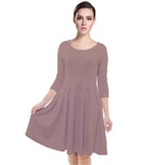 Burnished Brown Quarter Sleeve Waist Band Dress by FabChoice