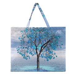Crystal Blue Tree Zipper Large Tote Bag