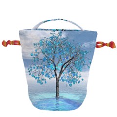 Crystal Blue Tree Drawstring Bucket Bag by icarusismartdesigns