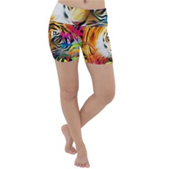 Tiger In The Jungle Lightweight Velour Yoga Shorts by icarusismartdesigns