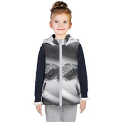 Black And White Snake Kids  Hooded Puffer Vest by ExtraGoodSauce