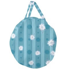 Gardenia Flowers White Blue Giant Round Zipper Tote