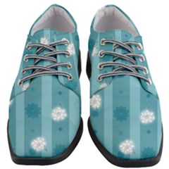Gardenia Flowers White Blue Women Heeled Oxford Shoes by Dutashop