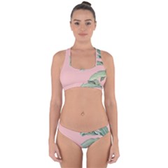 Banana Leaf On Pink Cross Back Hipster Bikini Set by goljakoff