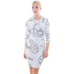 Pineapples Doodles Quarter Sleeve Hood Bodycon Dress by goljakoff