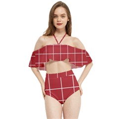 Red Buffalo Plaid Halter Flowy Bikini Set  by goljakoff