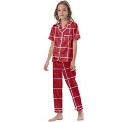 Red Buffalo Plaid Kids  Satin Short Sleeve Pajamas Set by goljakoff