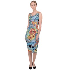 Flowers And Butterfly Sleeveless Pencil Dress by goljakoff