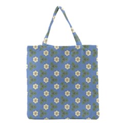 Flowers Leaves  Floristic Pattern Grocery Tote Bag by SychEva