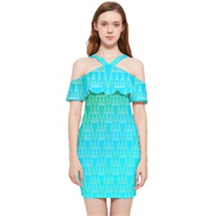 Blue Triangles Shoulder Frill Bodycon Summer Dress by JustToWear