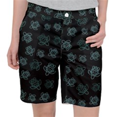 Blue Turtles On Black Pocket Shorts by contemporary