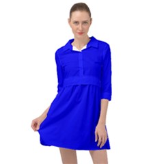Color Blue Mini Skater Shirt Dress by Kultjers