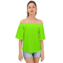 Color Chartreuse Off Shoulder Short Sleeve Top by Kultjers