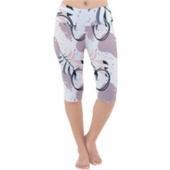 Tropical Floral Pattern Lightweight Velour Cropped Yoga Leggings by designsbymallika