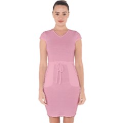 Color Light Pink Capsleeve Drawstring Dress  by Kultjers