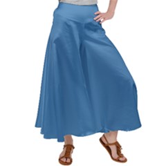 Color Steel Blue Satin Palazzo Pants by Kultjers