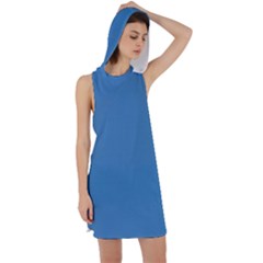 Color Steel Blue Racer Back Hoodie Dress by Kultjers