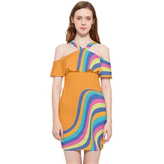 Psychedelic-groovy-pattern Shoulder Frill Bodycon Summer Dress by designsbymallika