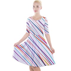 Beautiful Stripes Quarter Sleeve A-line Dress by designsbymallika