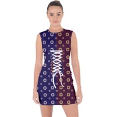 Baatik Print Lace Up Front Bodycon Dress by designsbymallika