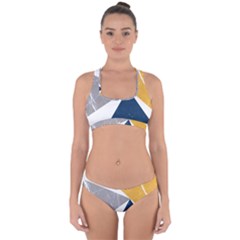Abstrait Triangles Jaune/bleu/gris Cross Back Hipster Bikini Set by kcreatif