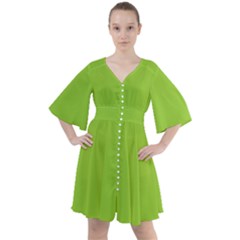 Color Yellow Green Boho Button Up Dress by Kultjers
