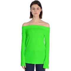 Color Neon Green Off Shoulder Long Sleeve Top by Kultjers