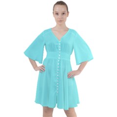 Color Ice Blue Boho Button Up Dress by Kultjers
