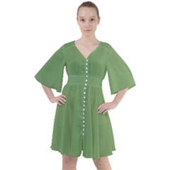 Color Asparagus Boho Button Up Dress by Kultjers