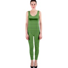 Green Knitted Pattern One Piece Catsuit by goljakoff